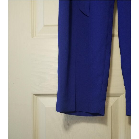 Express Blue Ankle High Rise Paperbag Pants Womens Tie Belt Waist 12S - Picture 2 of 6